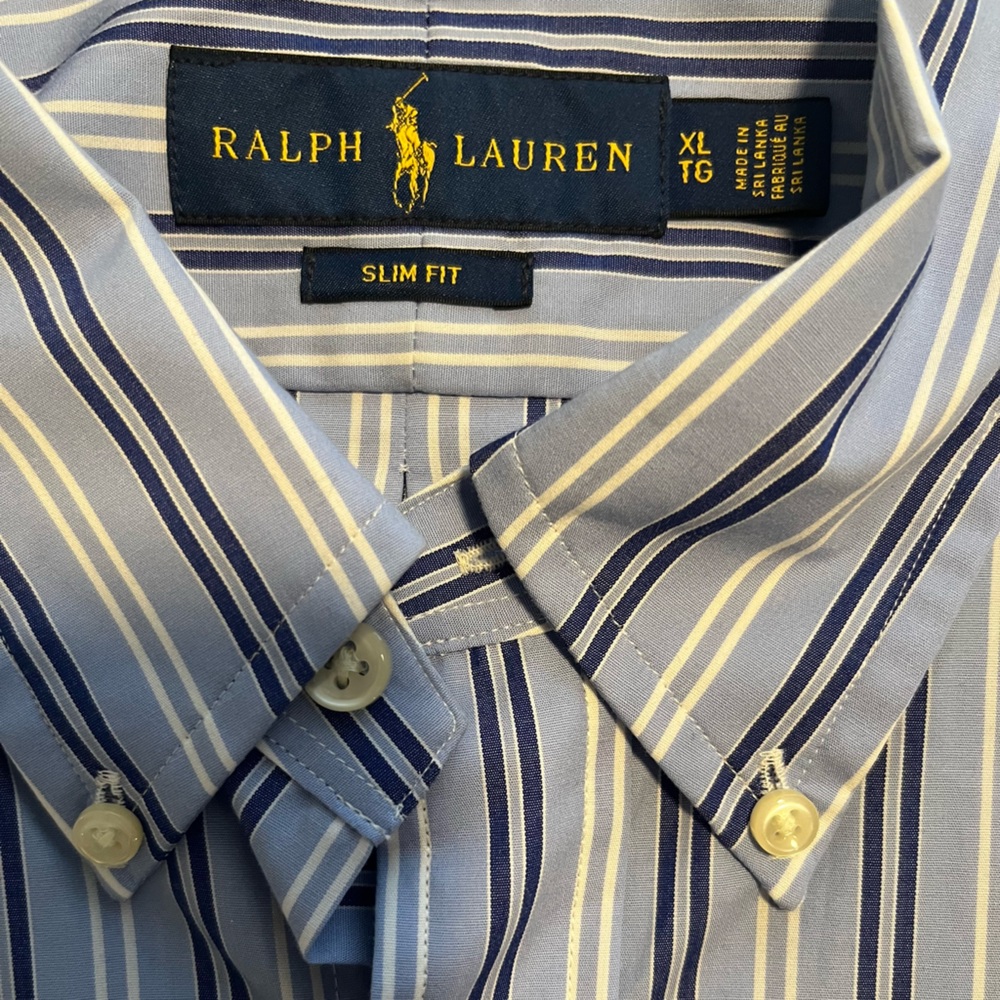 Polo by Ralph Lauren Men's Light Blue Striped Shirt - Picture 5 of 5